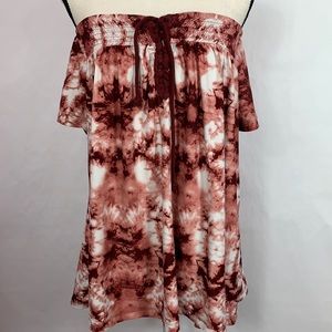 Sauci plus tie dye short sleeve off shoulder top